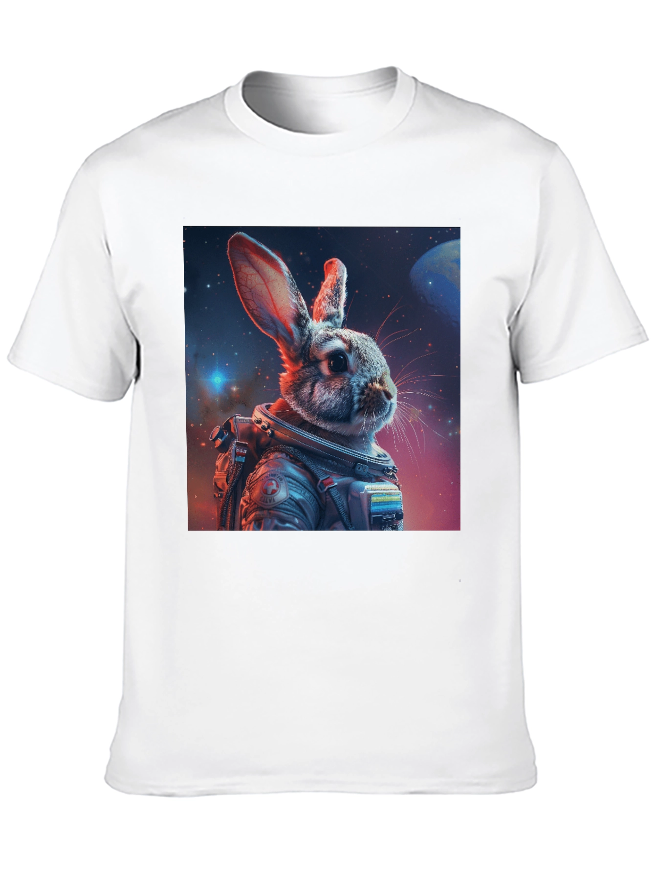 Astronaut Rabbit Graphic Black T-Shirt