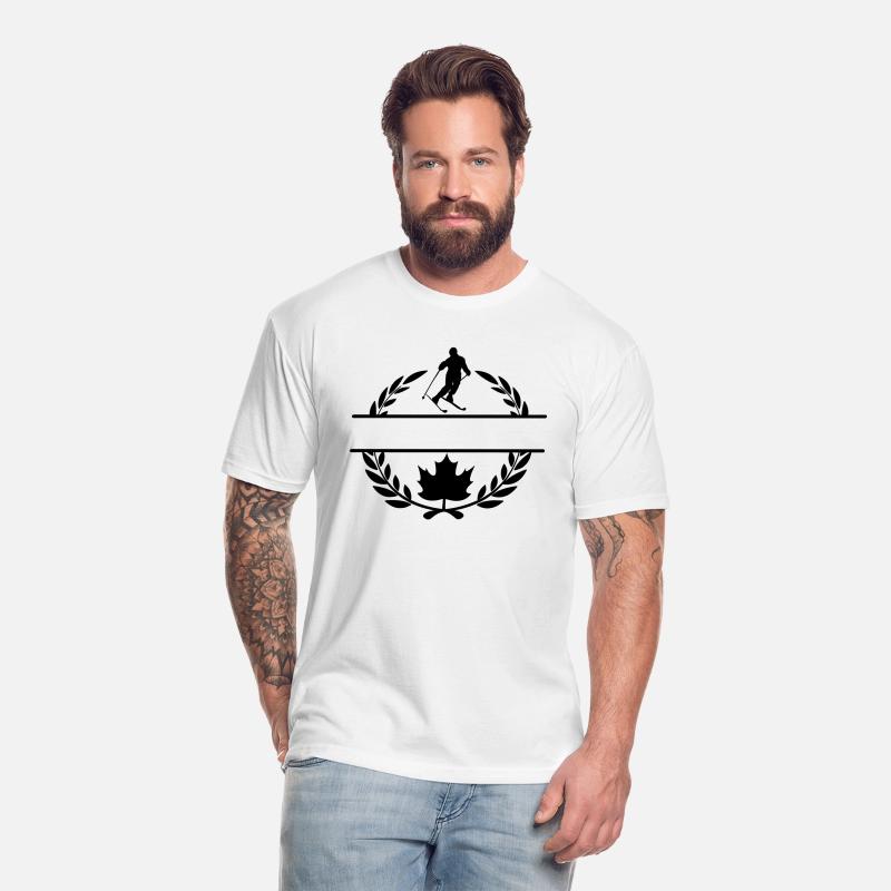 Canada maple leaf with skier, skiing laurel wreath