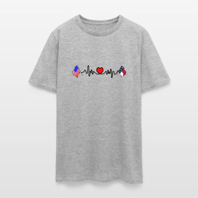 Cardio heart with Flag USA and flag North Carolina