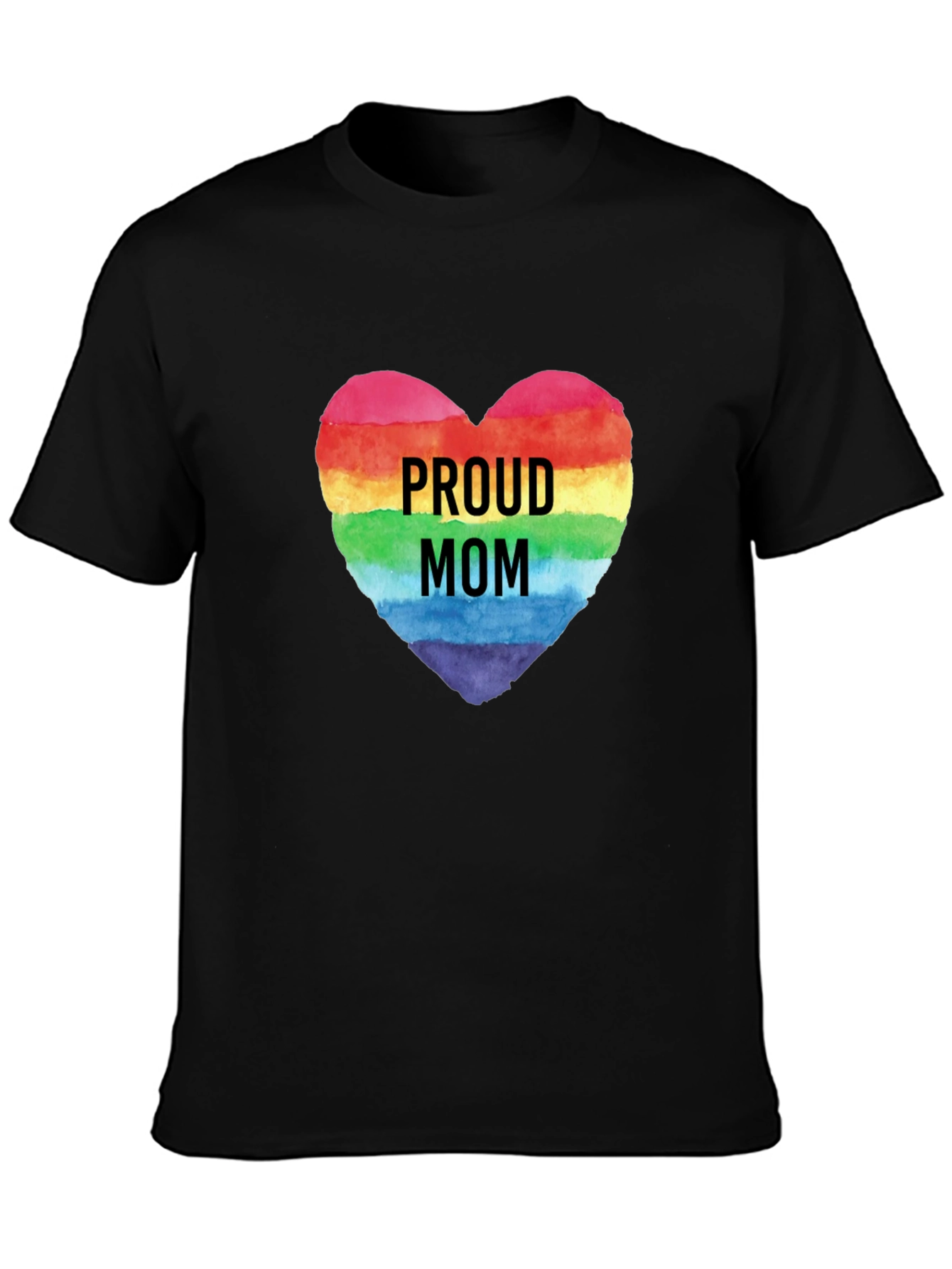 Proud Mom Rainbow Heart Graphic Tee