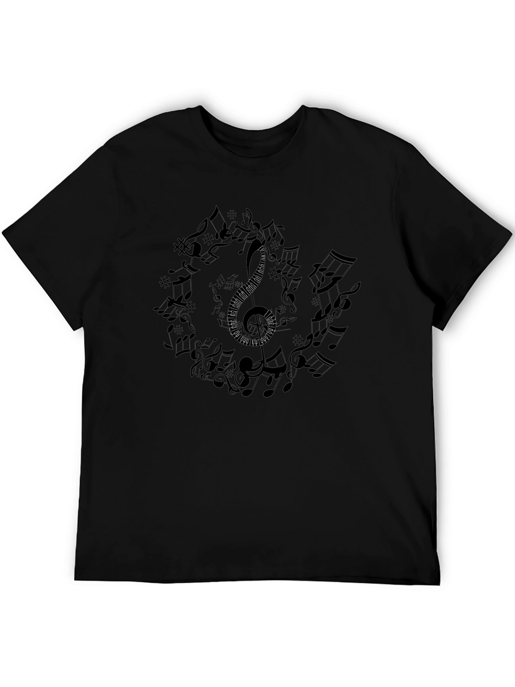 Musical Notes Graphic Tee - Black