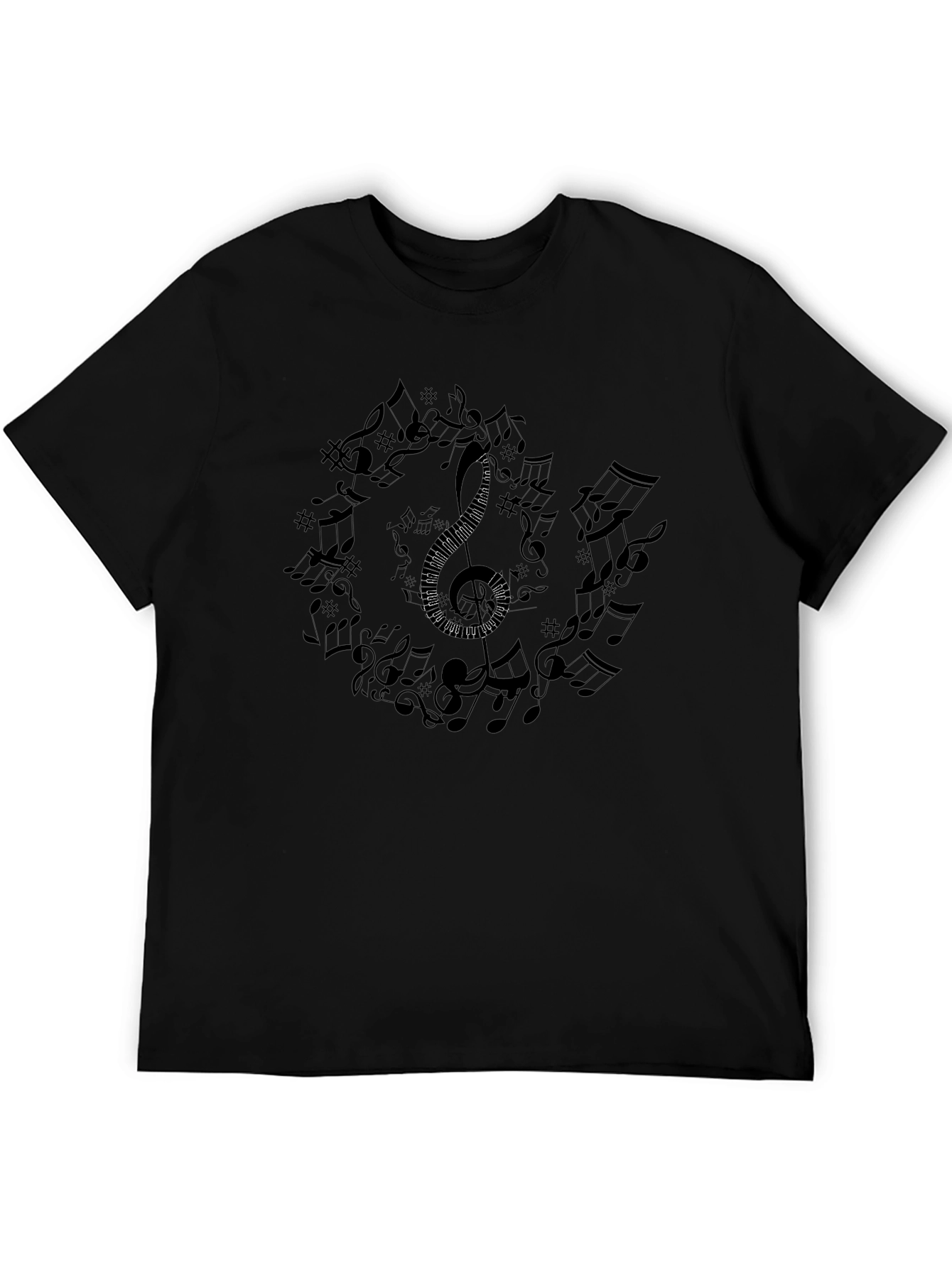 Musical Notes Graphic Tee - Black