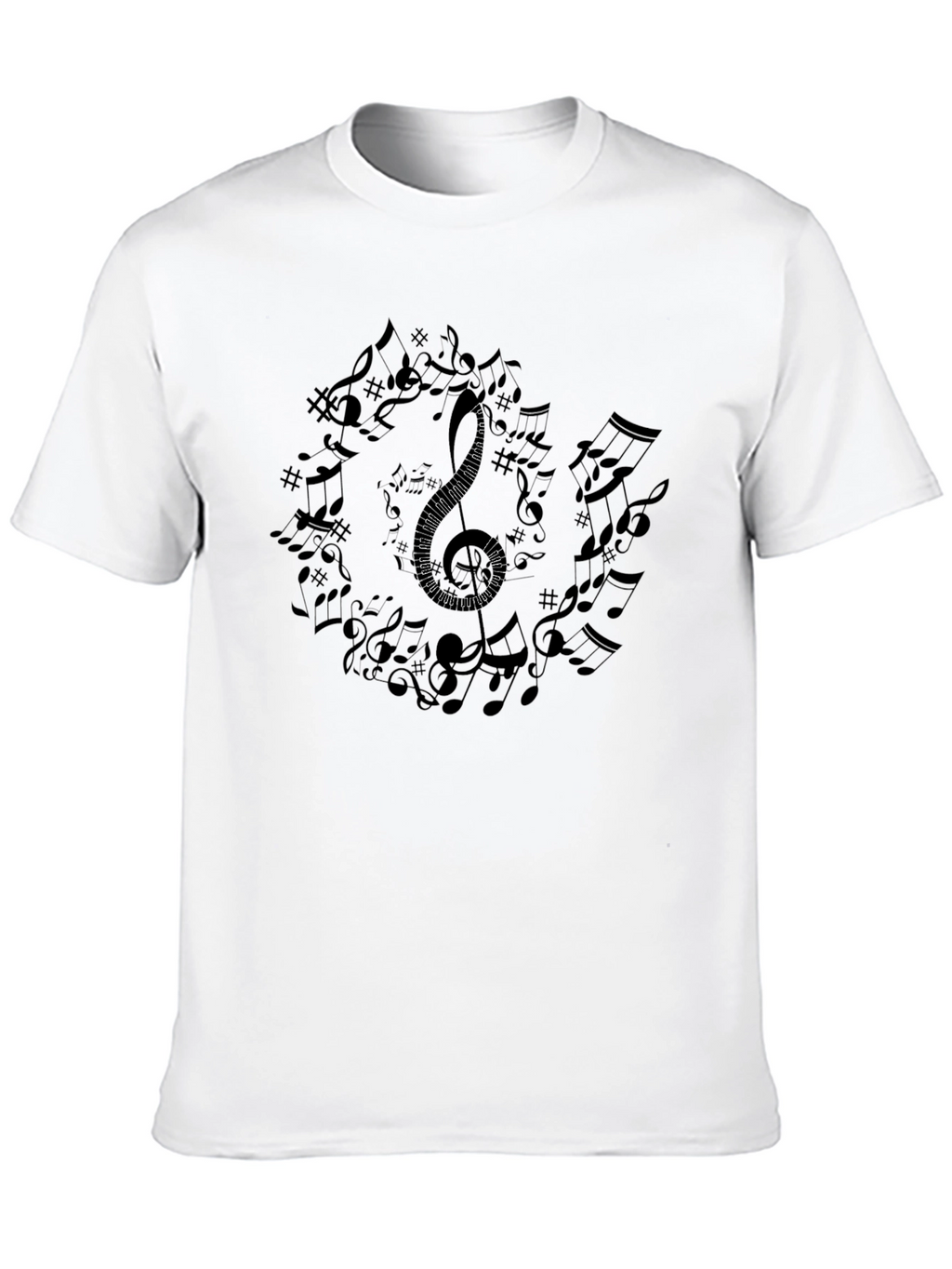 Musical Notes Graphic Tee - Black