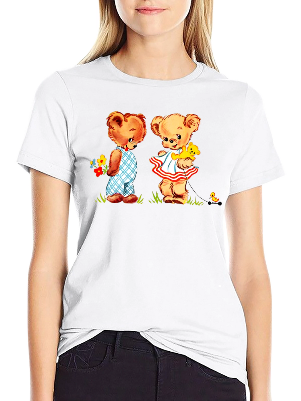Teddy Bear Couple Black T-Shirt