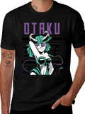 Otaku Anime Girl Graphic Tee - Black