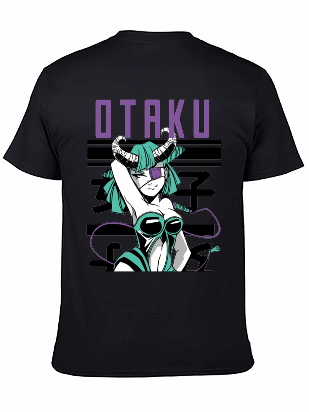 Otaku Anime Girl Graphic Tee - Black