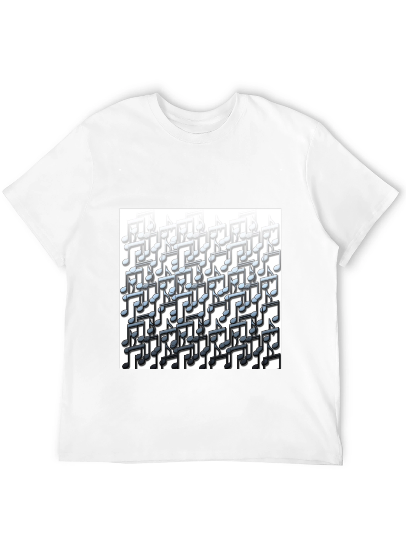 Musical Notes Graphic Tee - Black Cotton T-Shirt