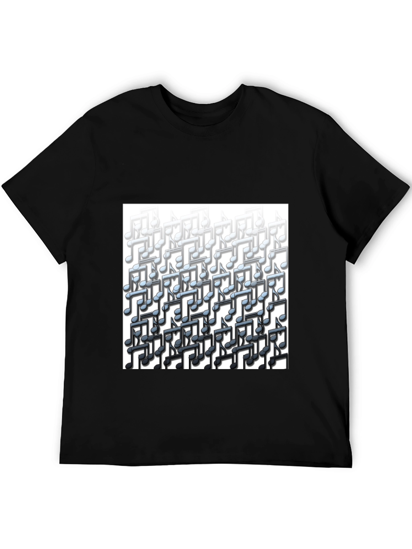 Musical Notes Graphic Tee - Black Cotton T-Shirt