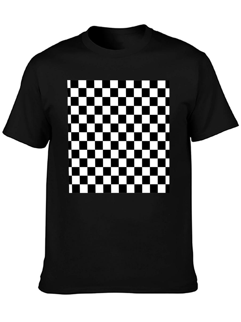 Checkered T-Shirt - Black and White Pattern