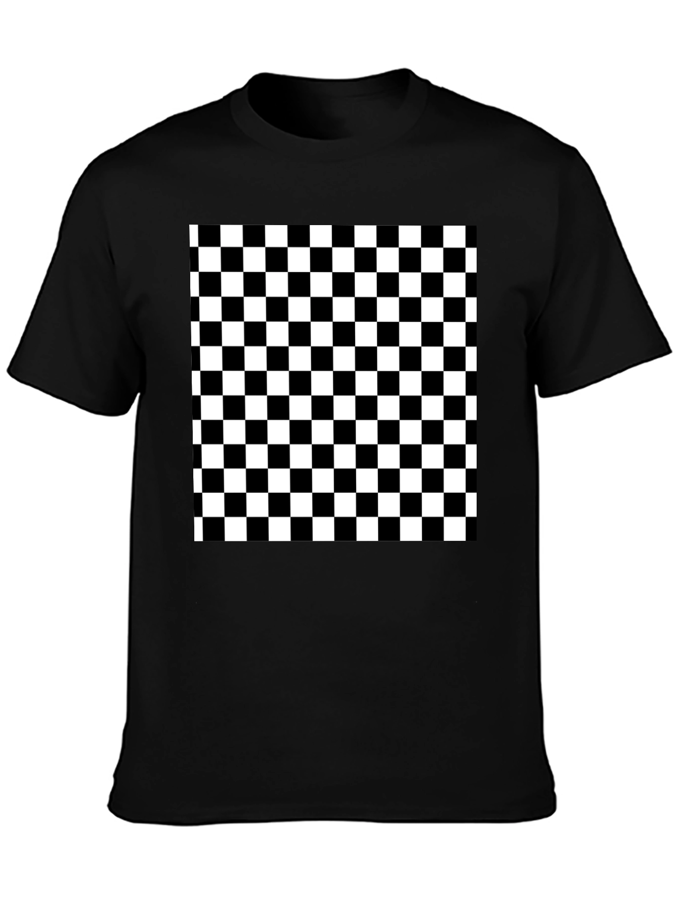 Checkered T-Shirt - Black and White Pattern
