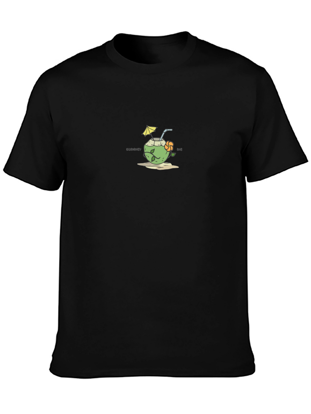 Summer Vibes Black Graphic Tee - Coconut Drink