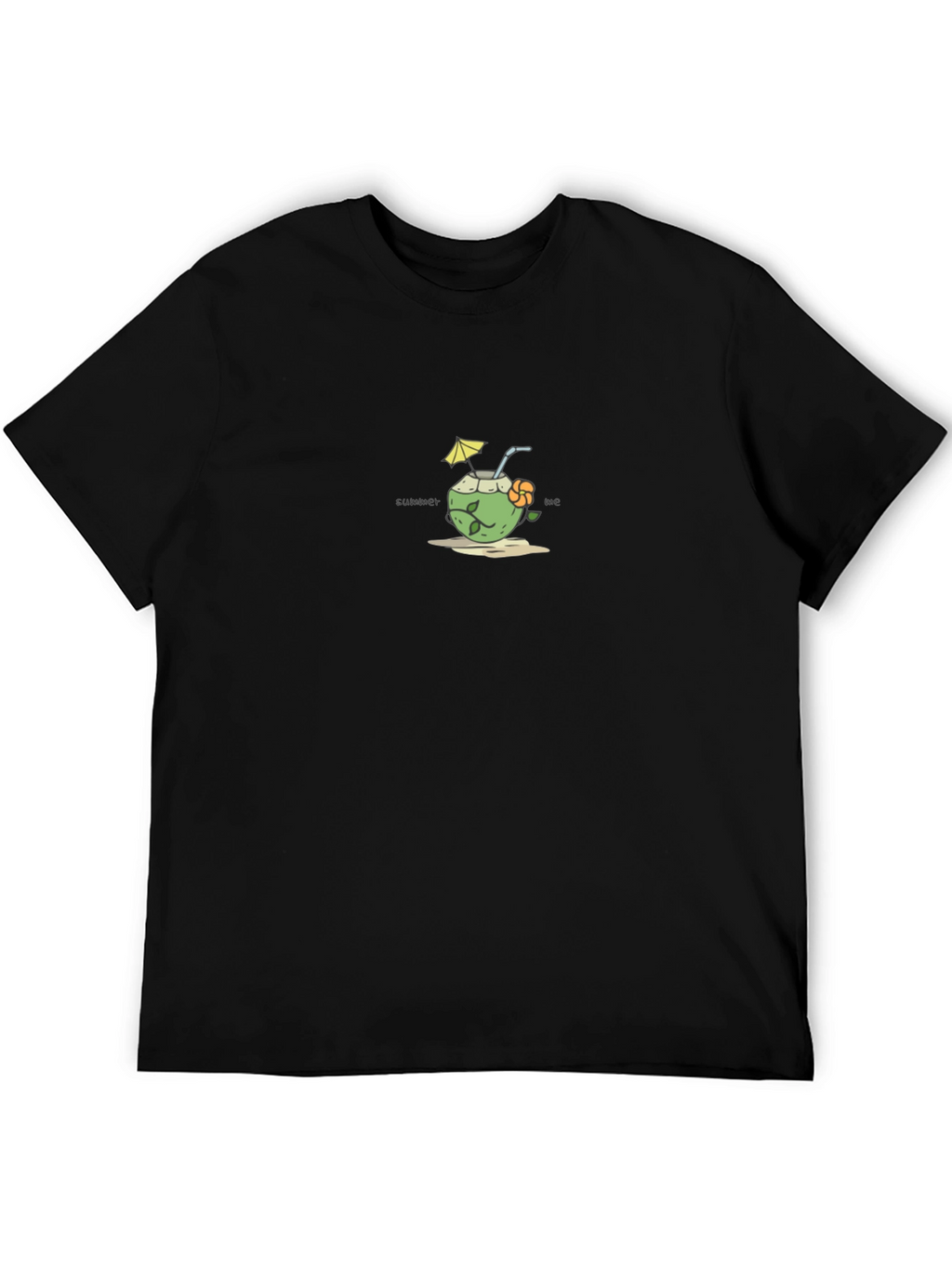 Summer Vibes Black Graphic Tee - Coconut Drink