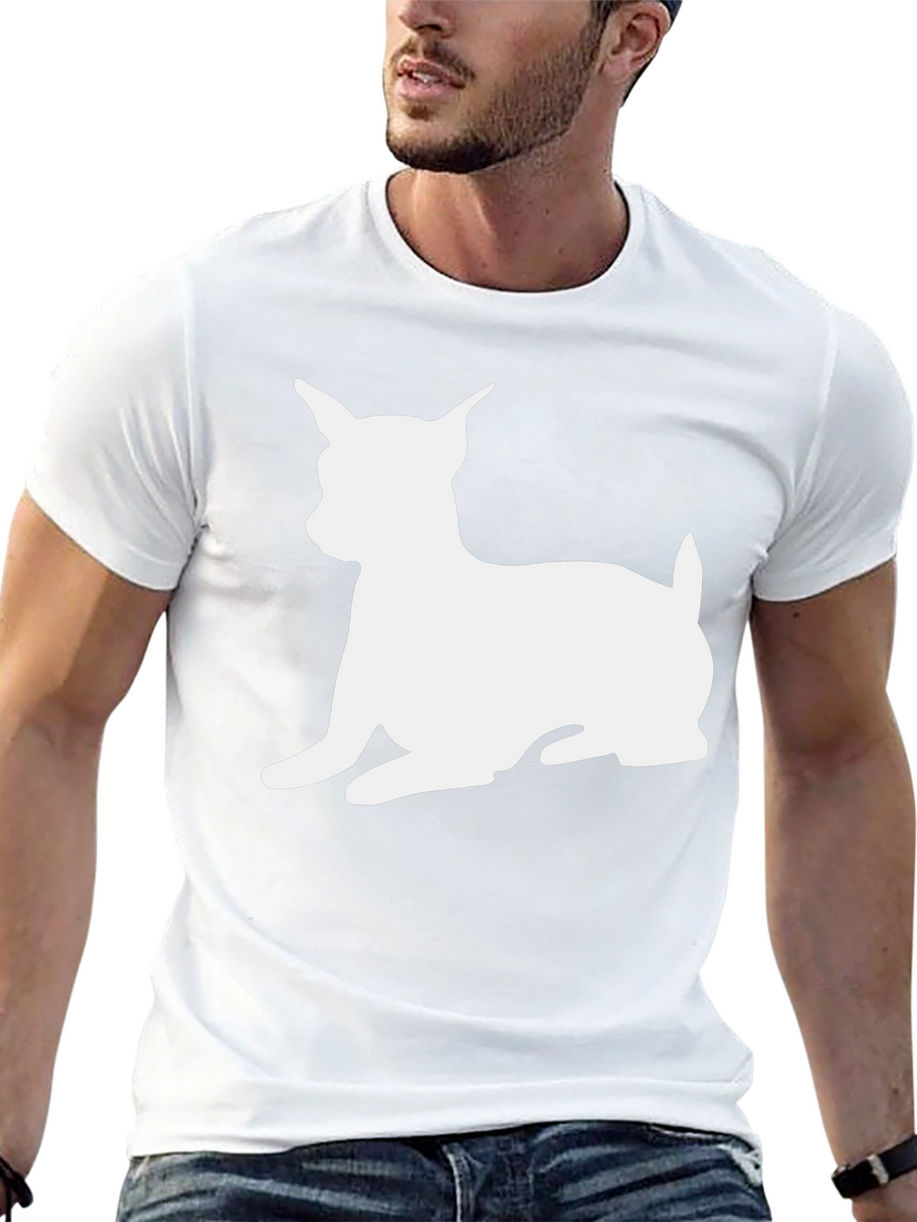 Dog Silhouette Graphic T-Shirt - Black