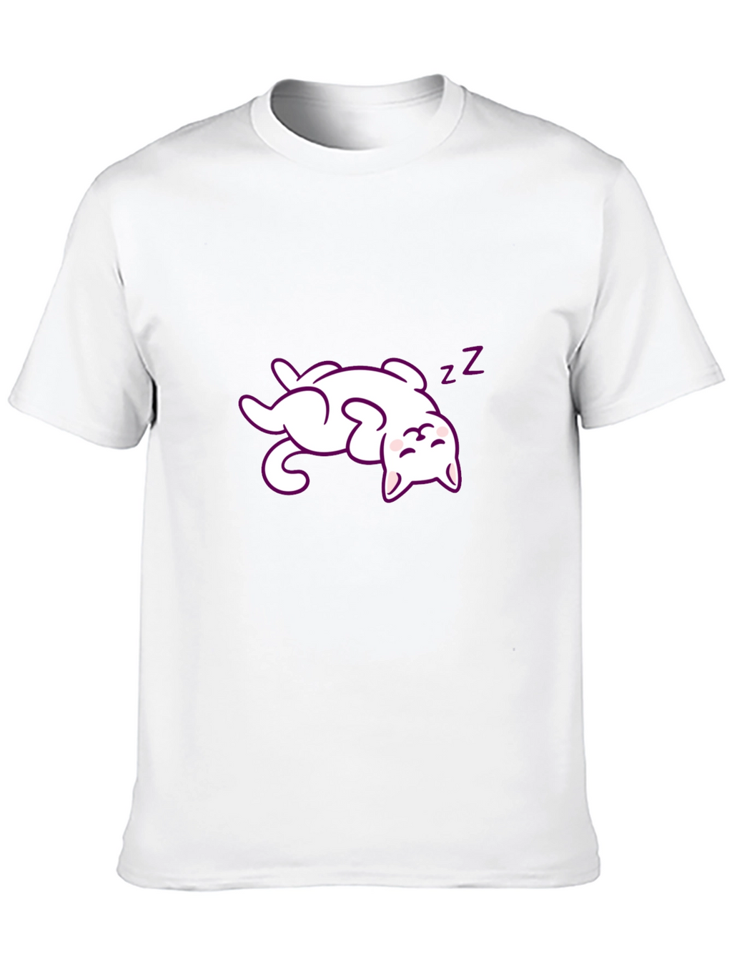 Cute Sleeping Cat Graphic Tee - Black
