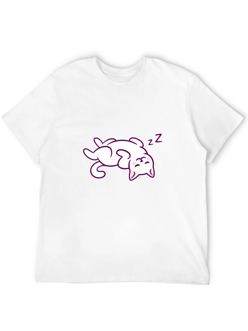 Cute Sleeping Cat Graphic Tee - Black