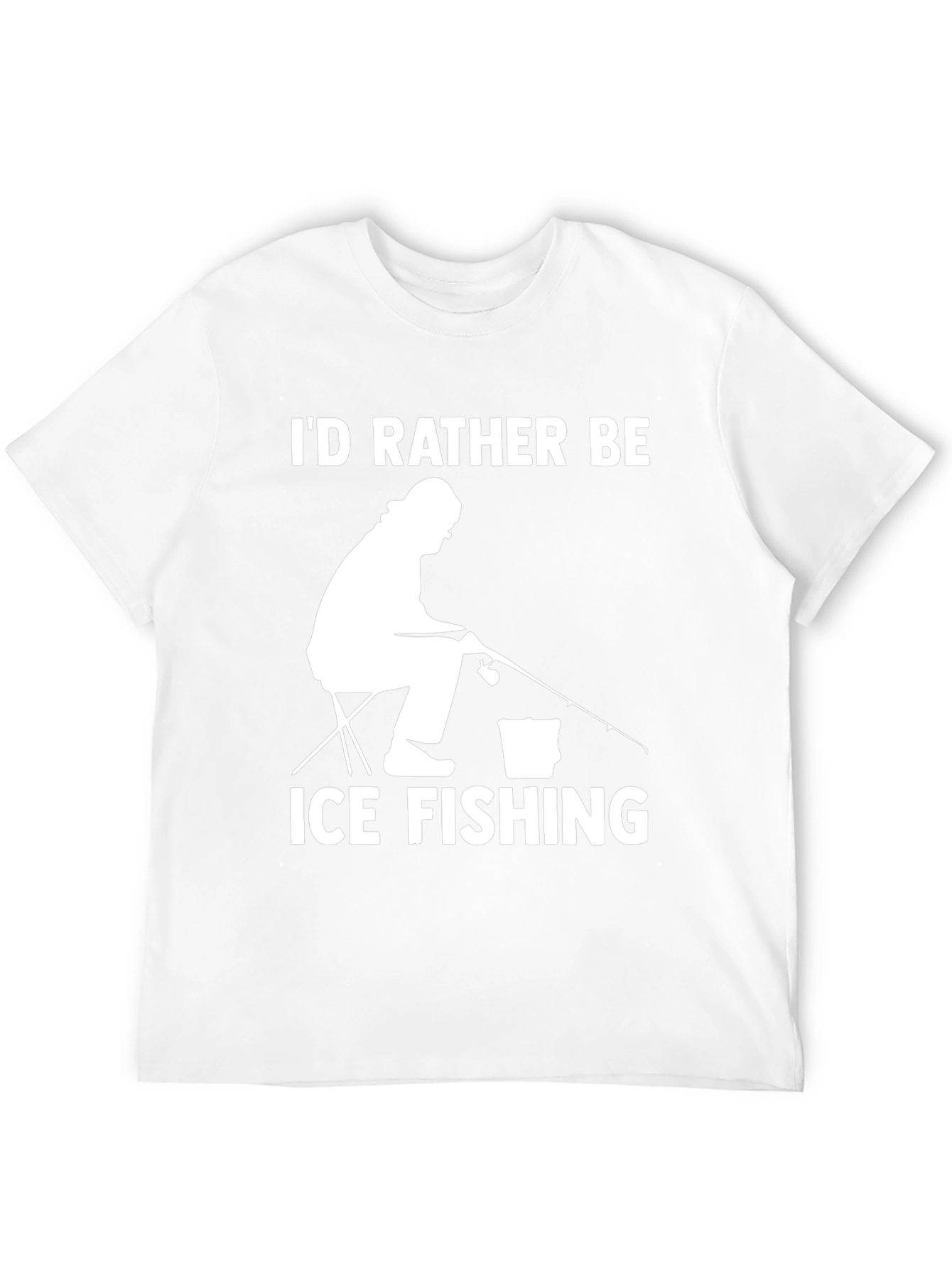 Ice Fishing Graphic Tee - Black Cotton T-Shirt