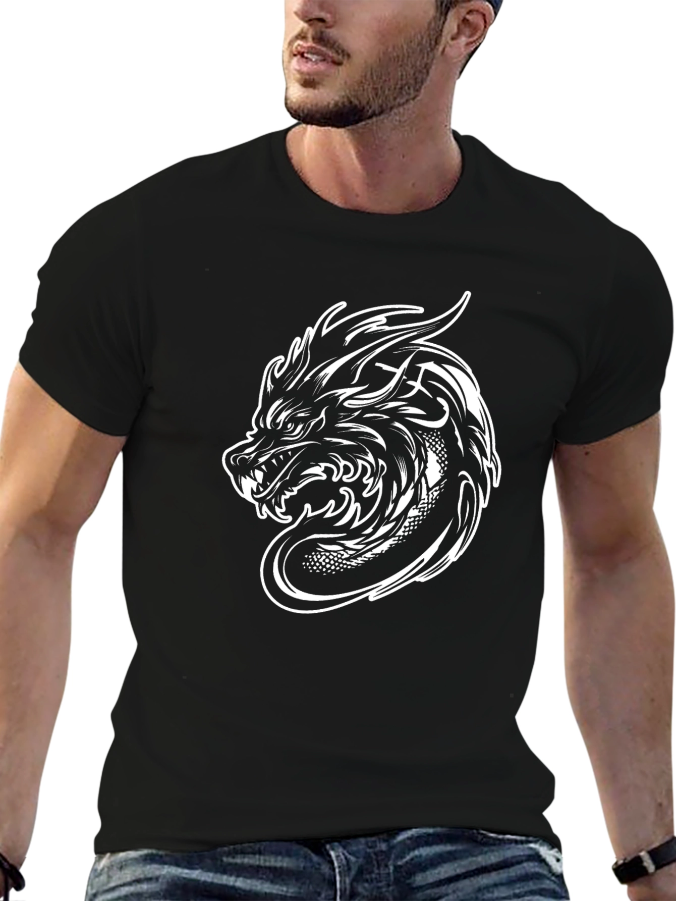 Dragon Graphic Tee - Black Cotton Comfort