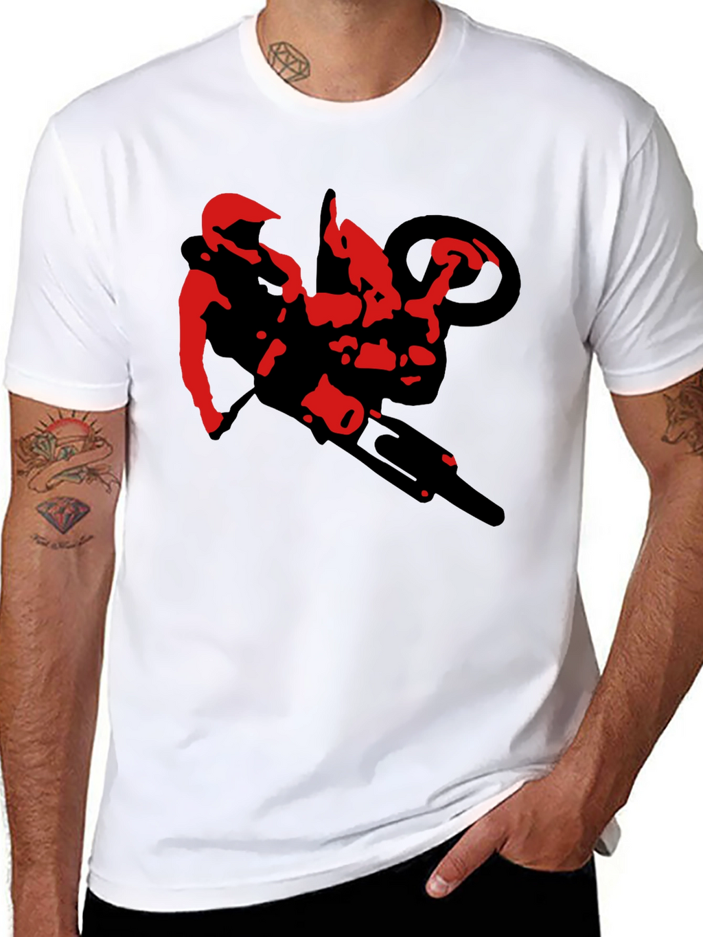 Black Motorcycle Stunt Rider Graphic Tee
