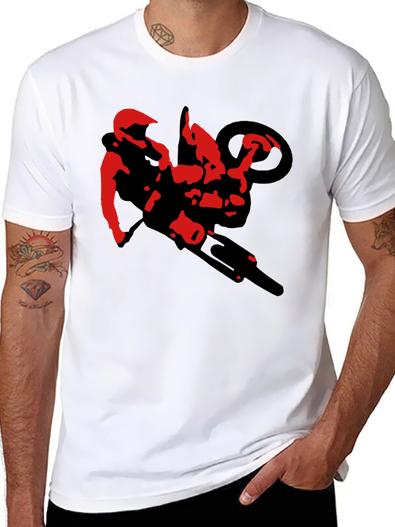 Black Motorcycle Stunt Rider Graphic Tee