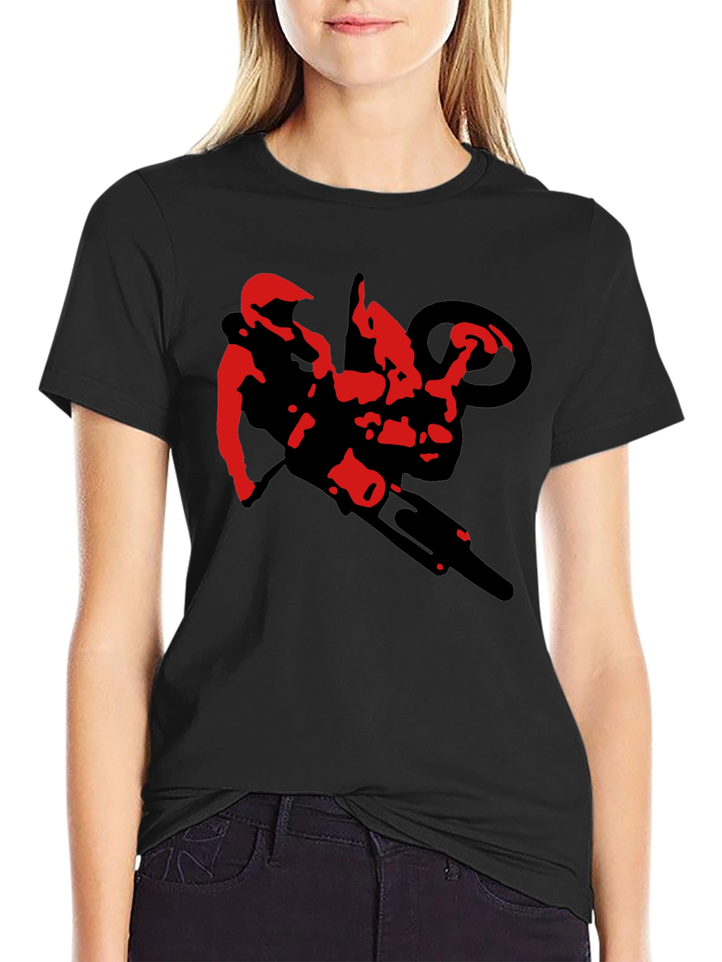 Black Motorcycle Stunt Rider Graphic Tee