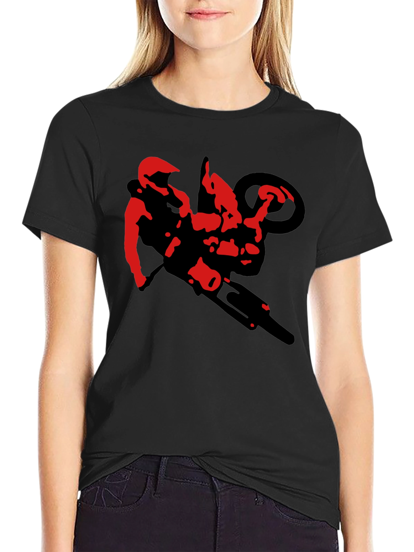 Black Motorcycle Stunt Rider Graphic Tee