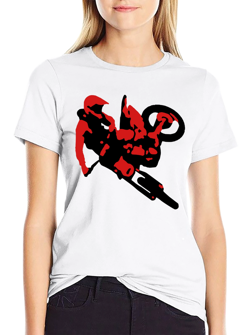 Black Motorcycle Stunt Rider Graphic Tee