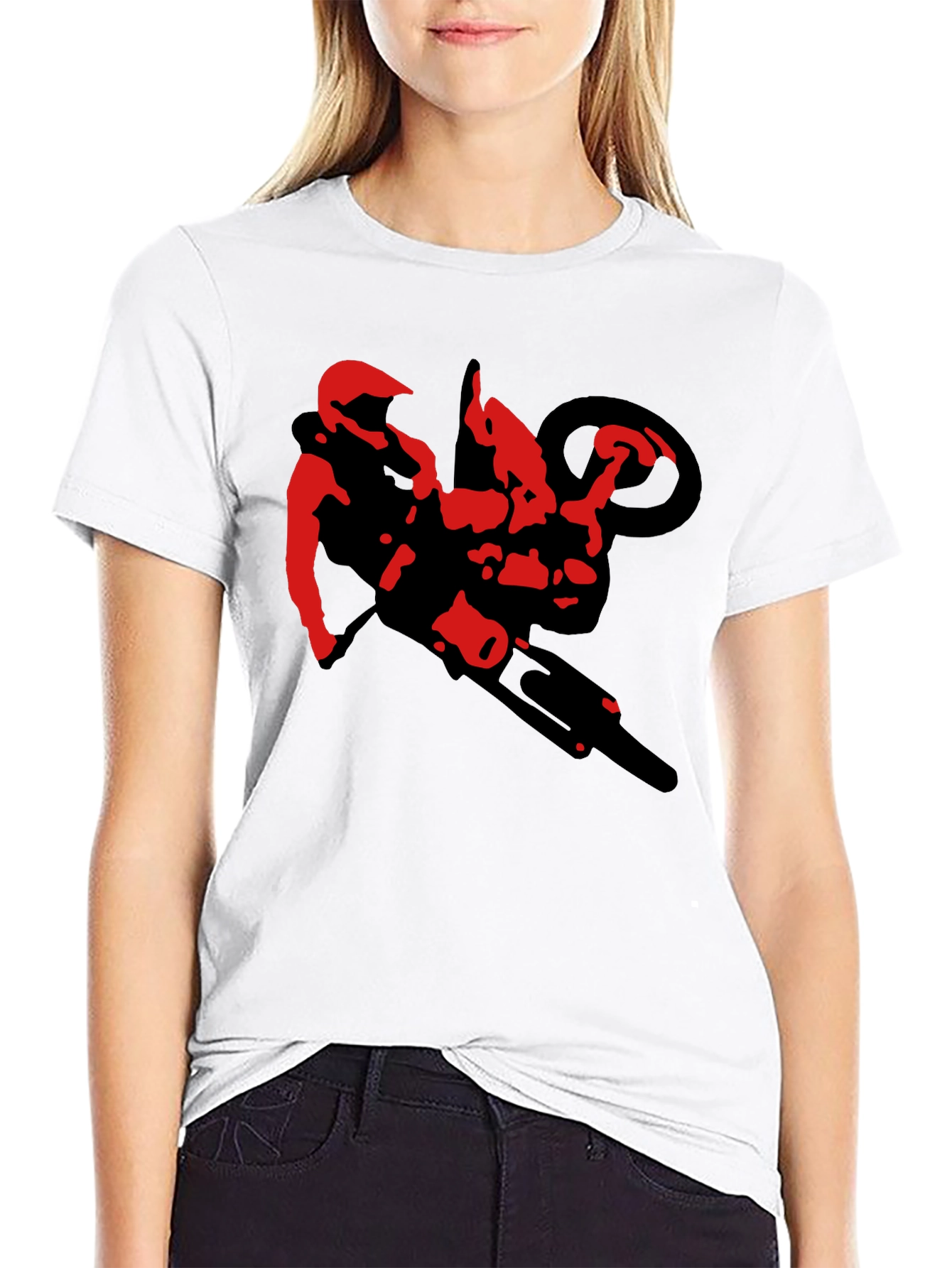Black Motorcycle Stunt Rider Graphic Tee