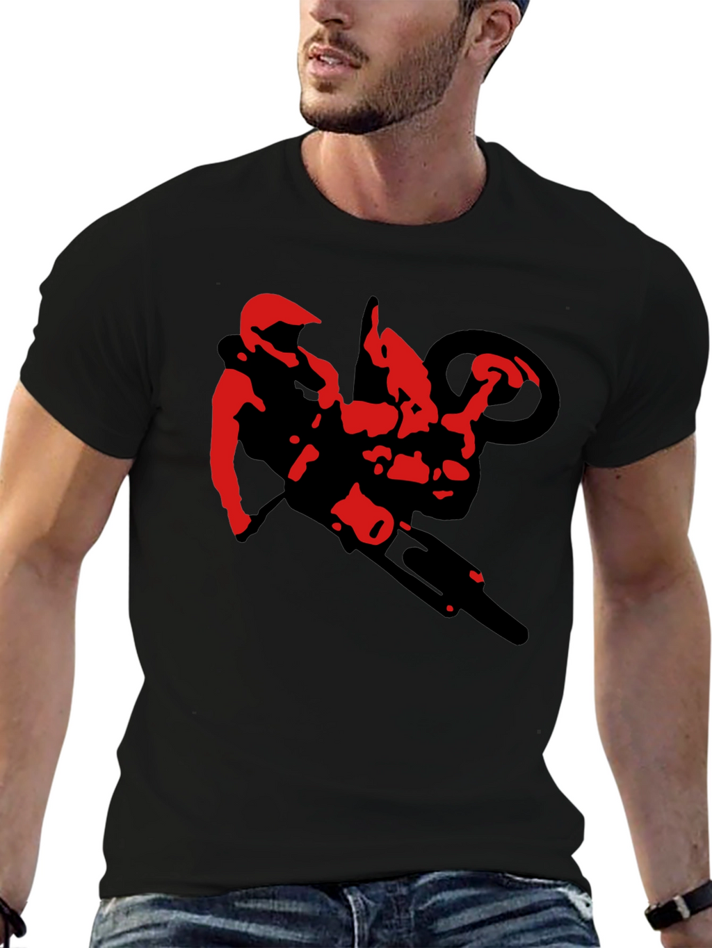 Black Motorcycle Stunt Rider Graphic Tee
