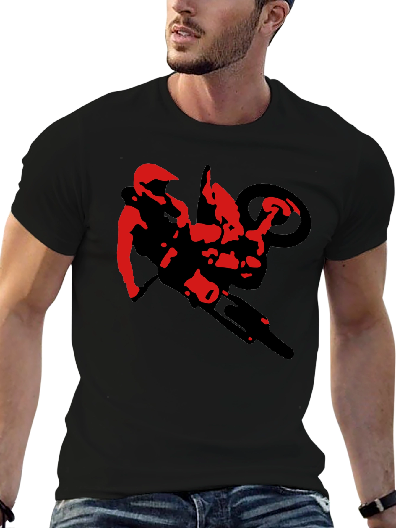 Black Motorcycle Stunt Rider Graphic Tee