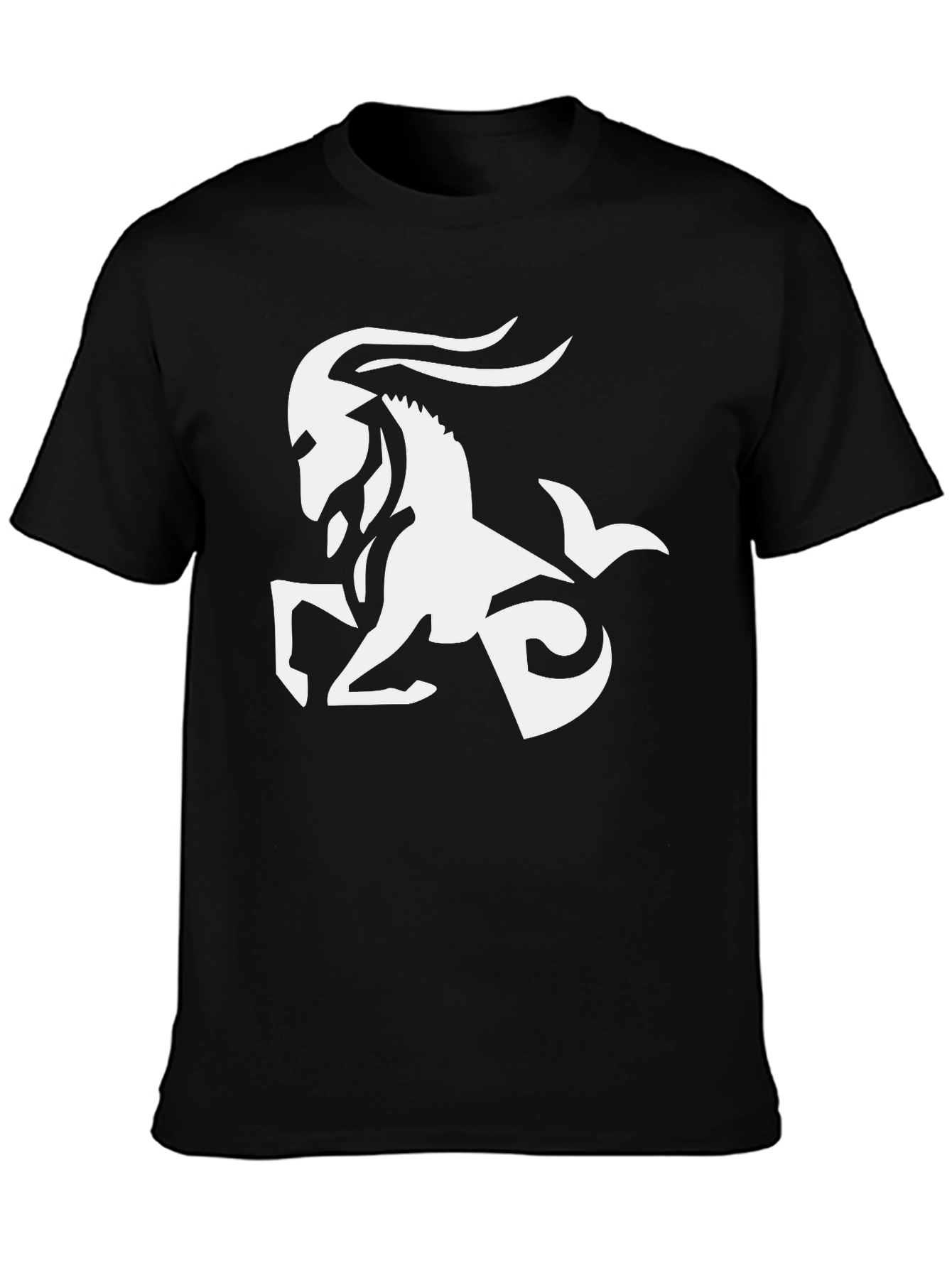 Capricorn Zodiac Graphic Tee - Black Cotton Blend