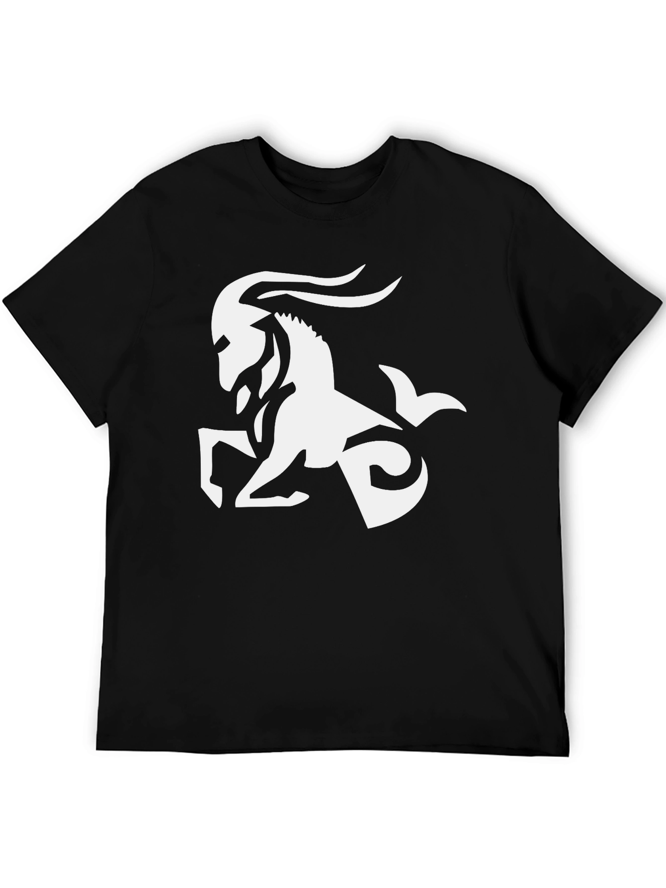 Capricorn Zodiac Graphic Tee - Black Cotton Blend