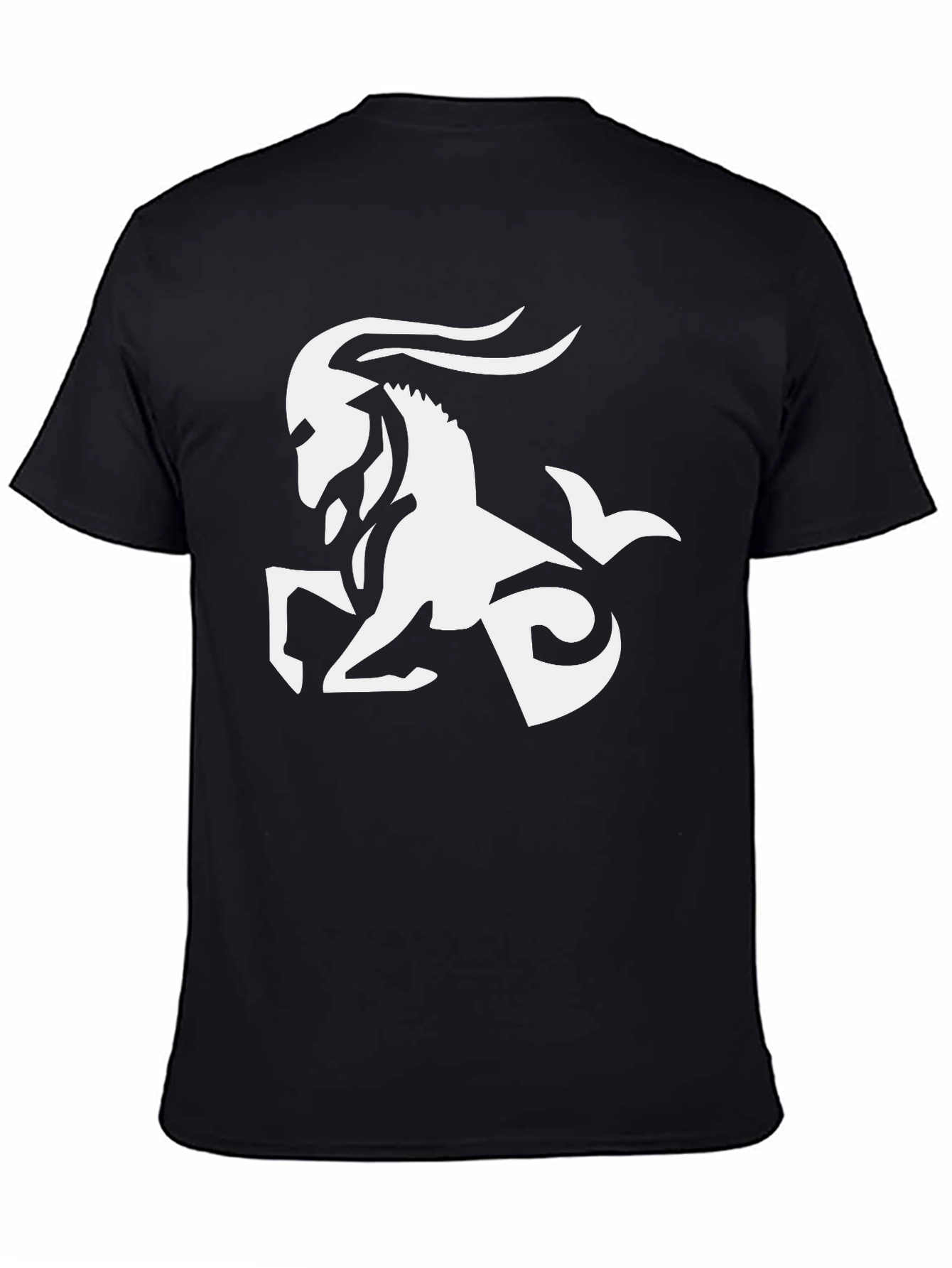 Capricorn Zodiac Graphic Tee - Black Cotton Blend