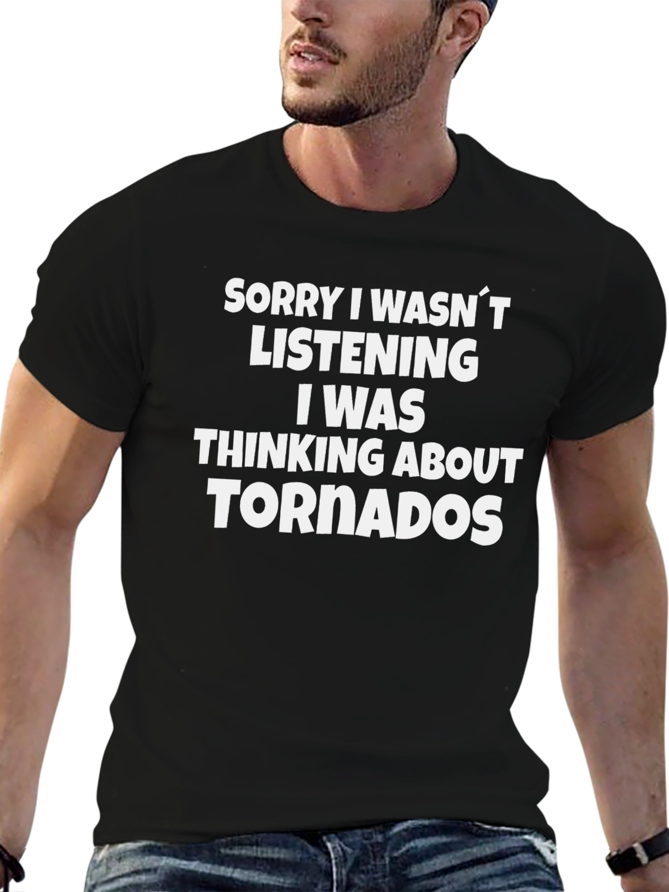 Thinking About Tornadoes Funny Graphic T-Shirt