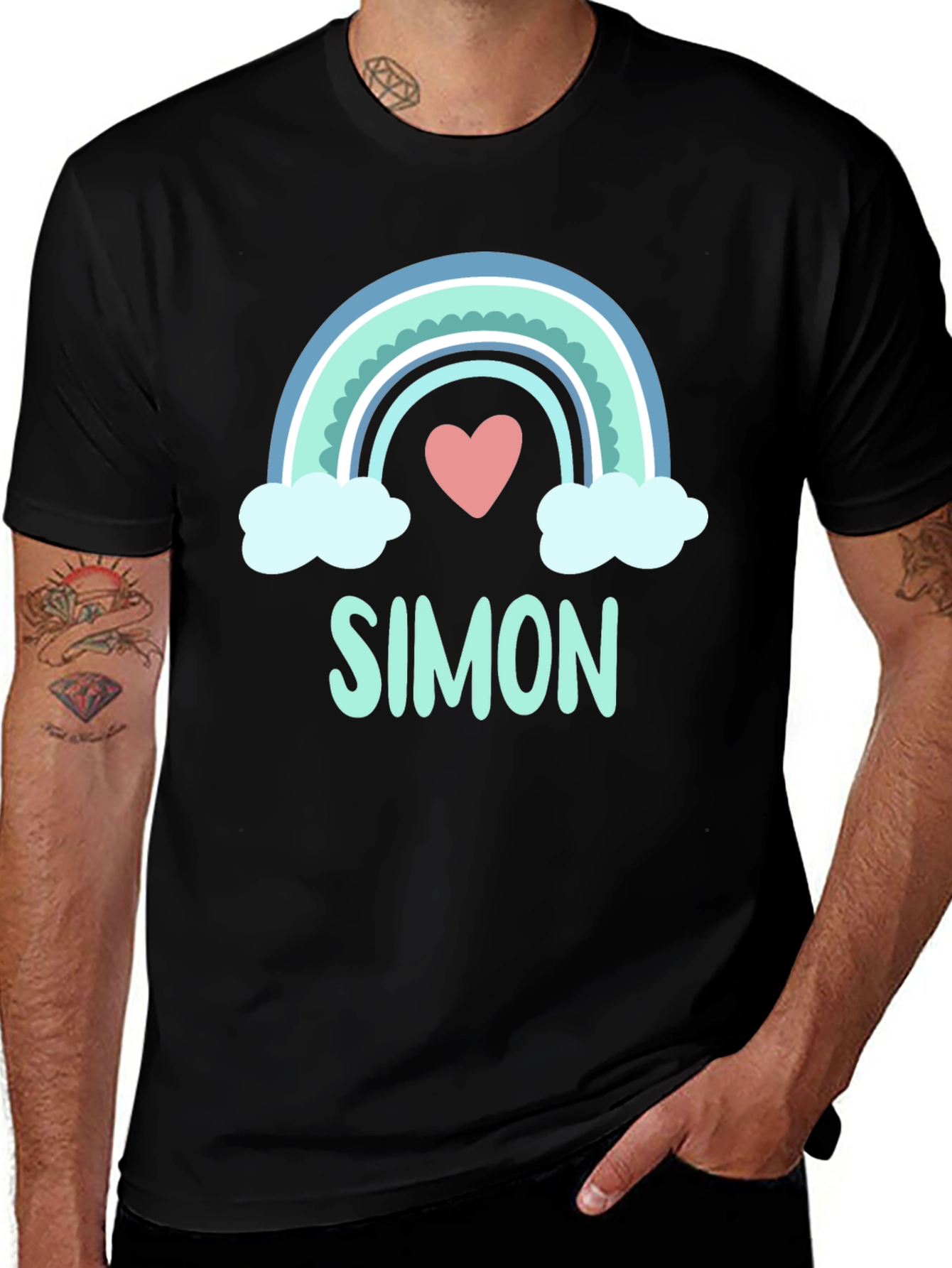 Simon Rainbow Heart Graphic Tee