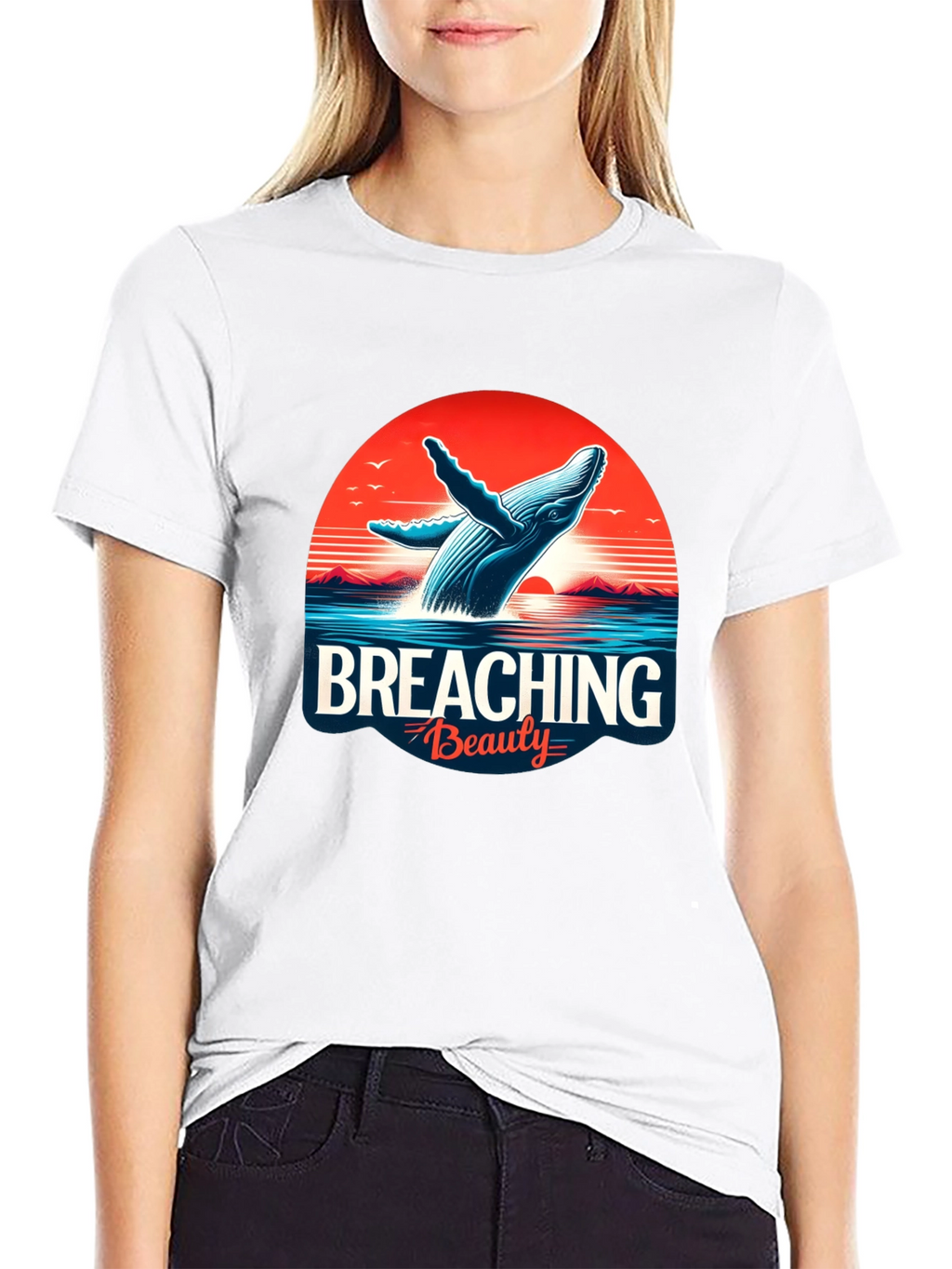 Breaching Beauty Whale Graphic Tee - Black