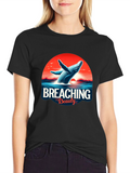 Breaching Beauty Whale Graphic Tee - Black