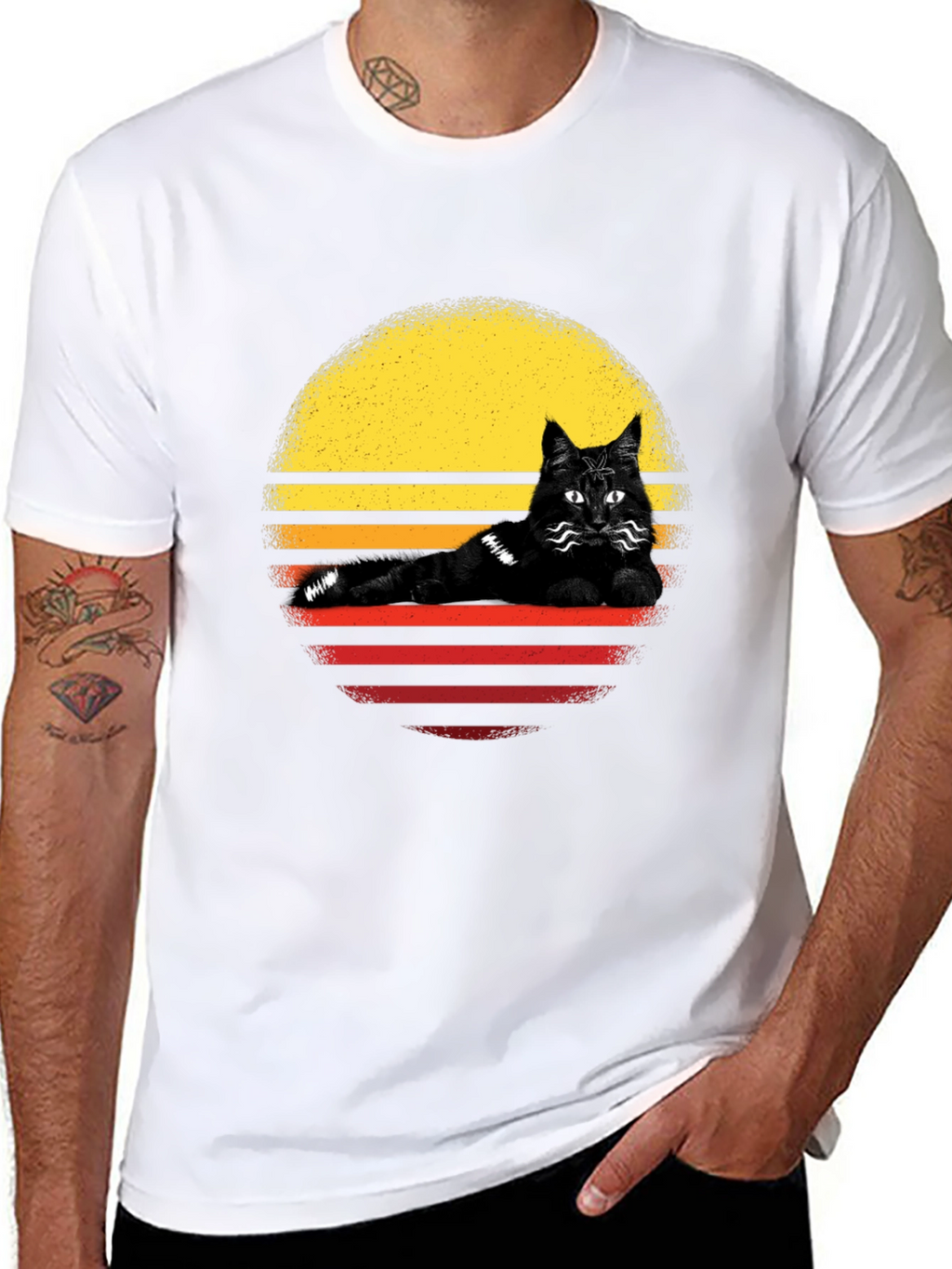 Retro Cat Sunset T-Shirt