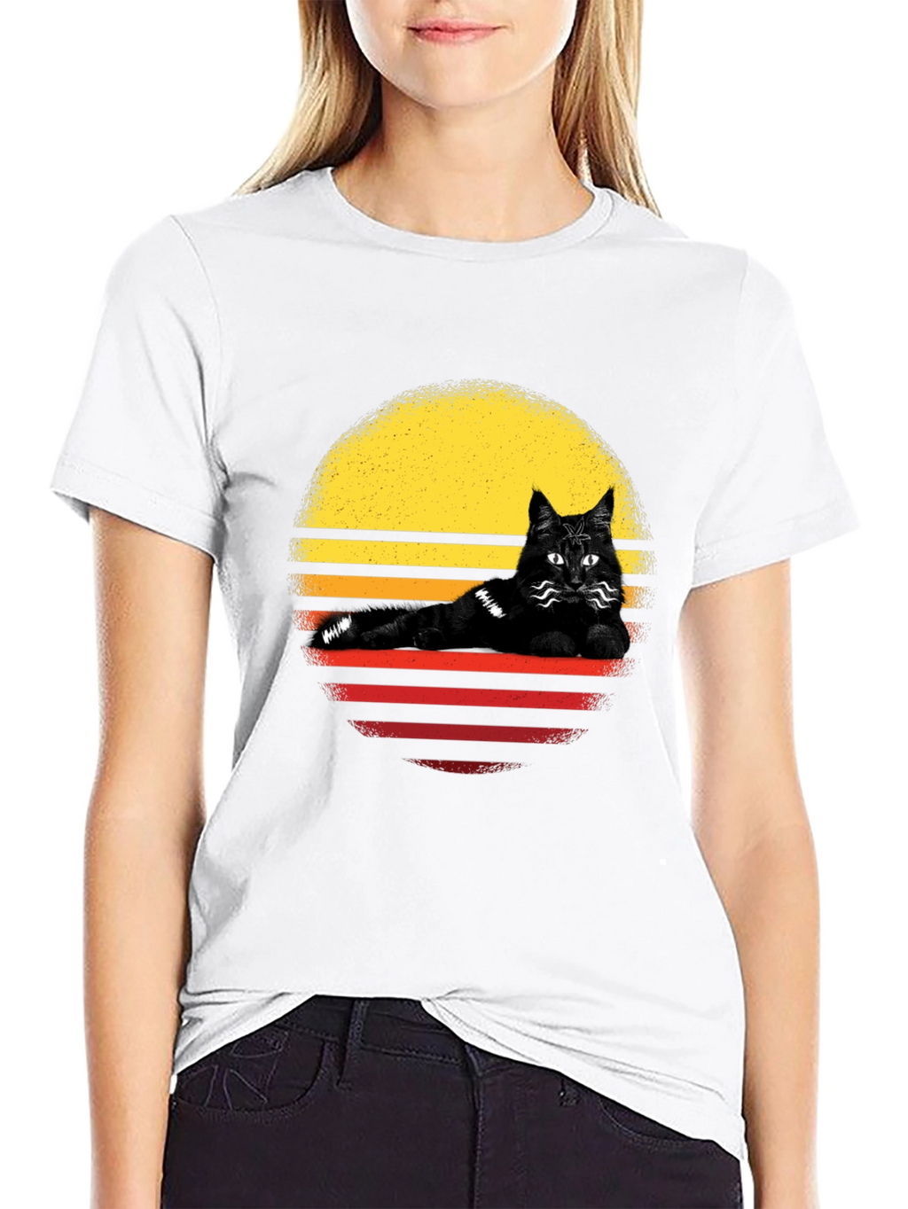Retro Cat Sunset T-Shirt