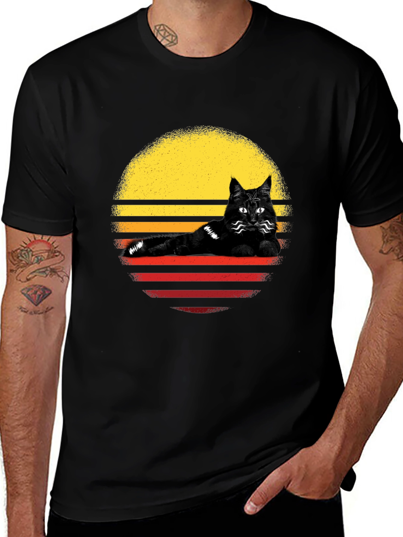 Retro Cat Sunset T-Shirt