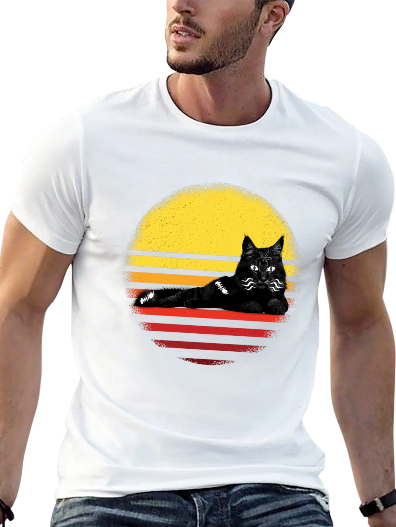 Retro Cat Sunset T-Shirt