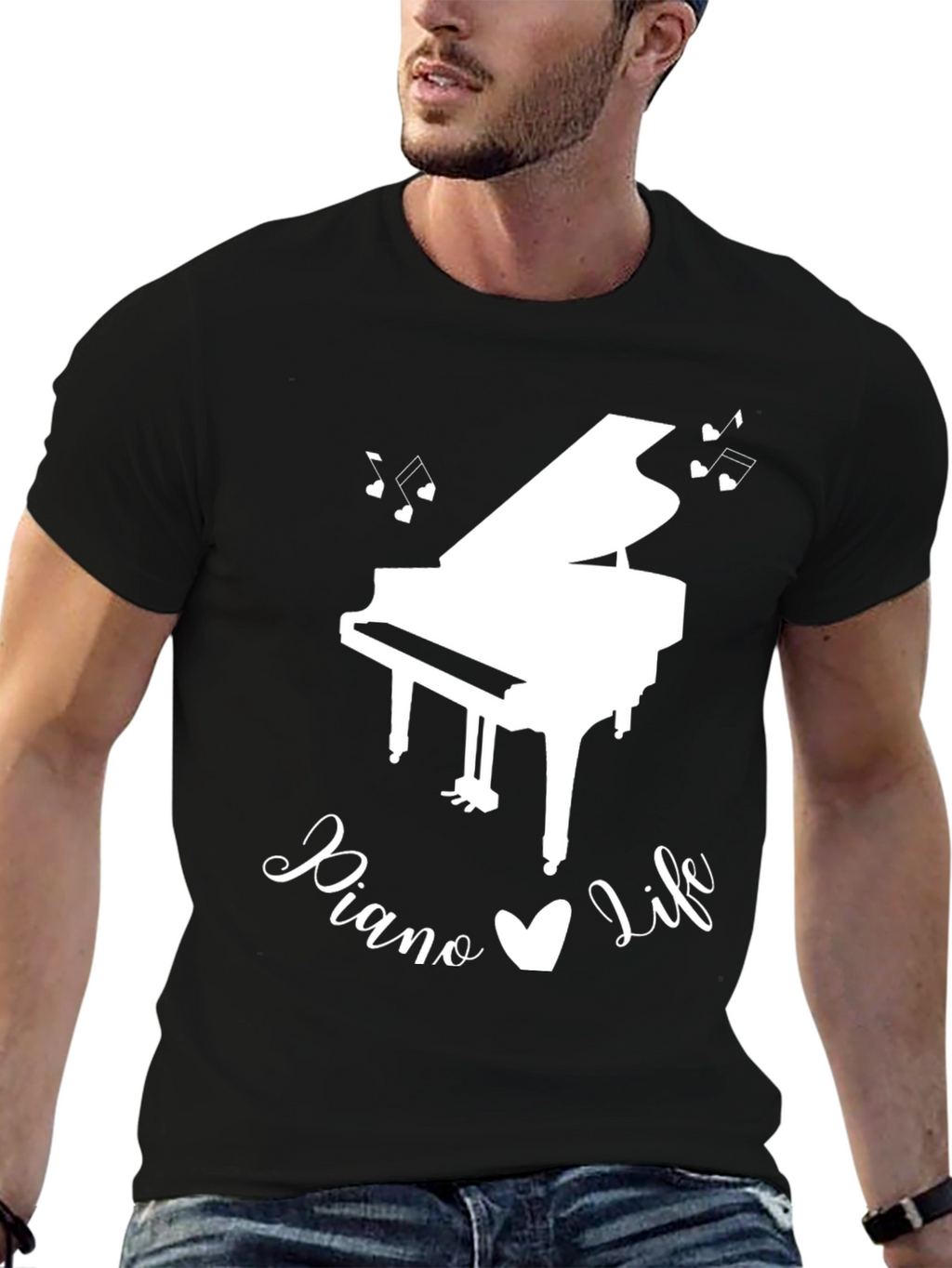 Piano Life Graphic T-Shirt - Black