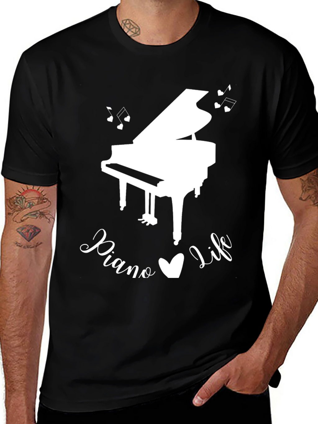Piano Life Graphic T-Shirt - Black