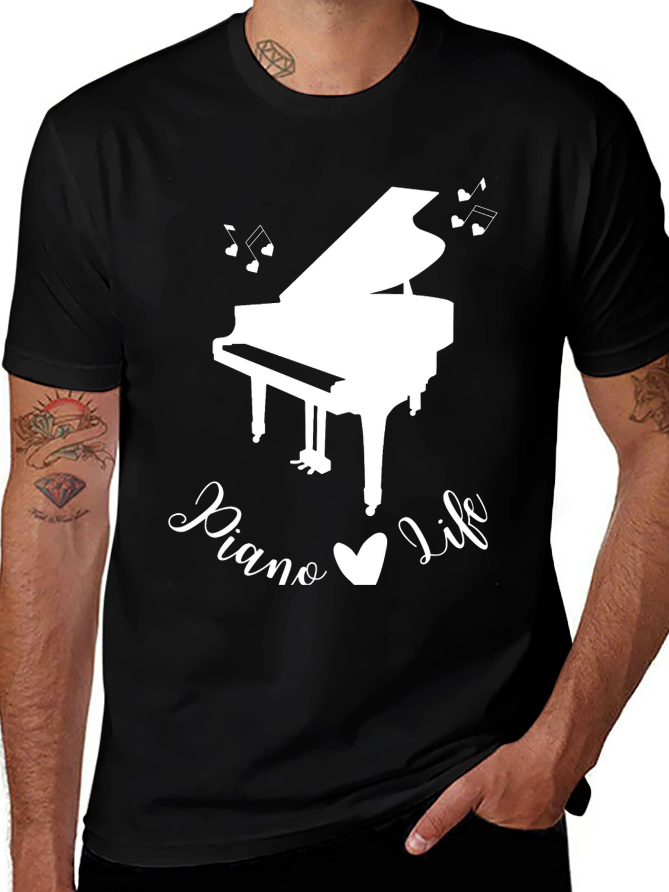 Piano Life Graphic T-Shirt - Black