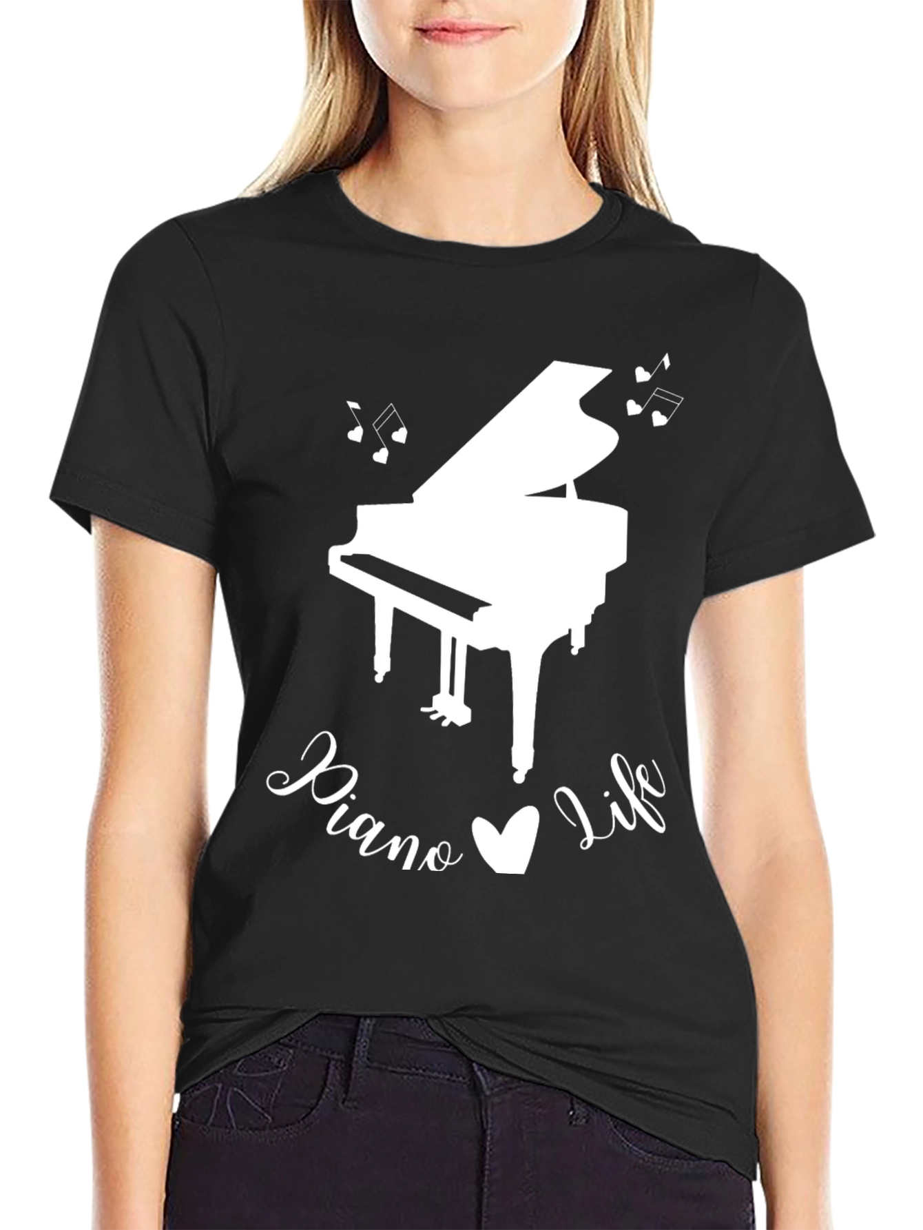 Piano Life Graphic T-Shirt - Black