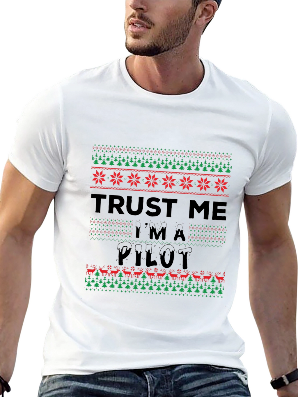Trust Me Im A Pilot Christmas Sweater Pattern T-Shirt