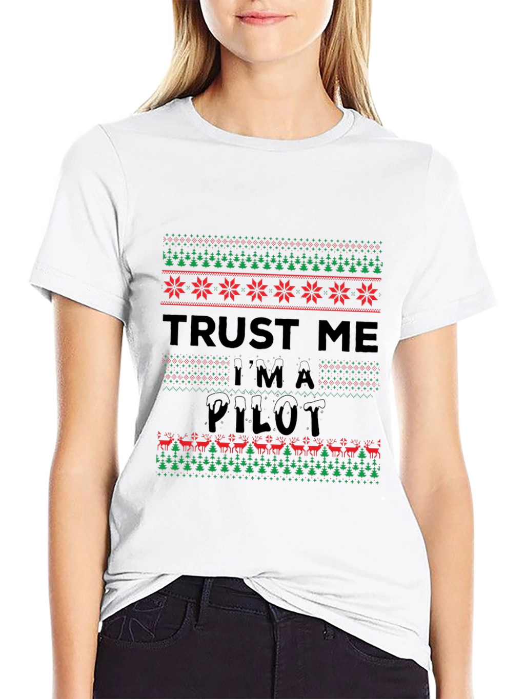 Trust Me Im A Pilot Christmas Sweater Pattern T-Shirt