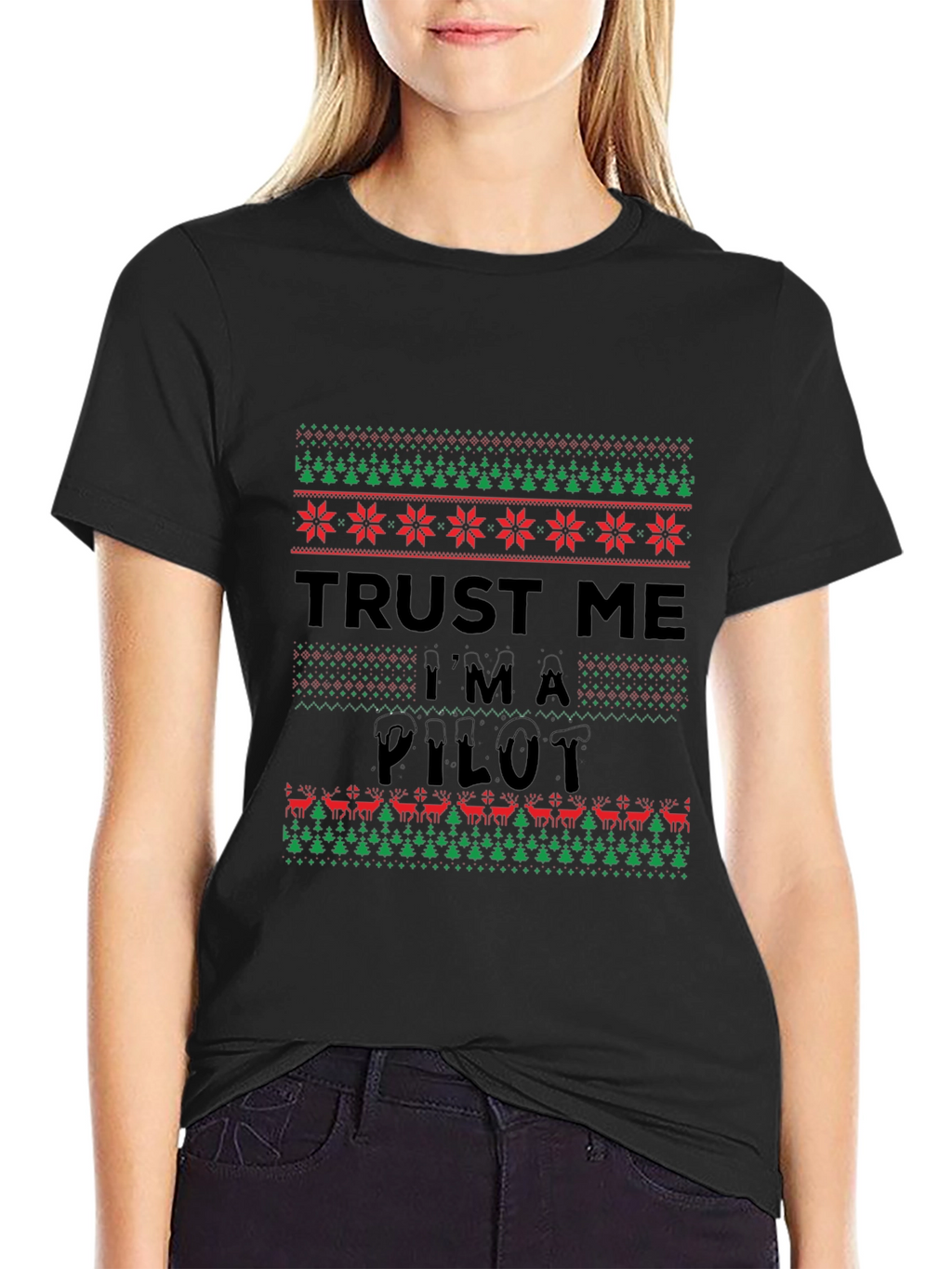 Trust Me Im A Pilot Christmas Sweater Pattern T-Shirt