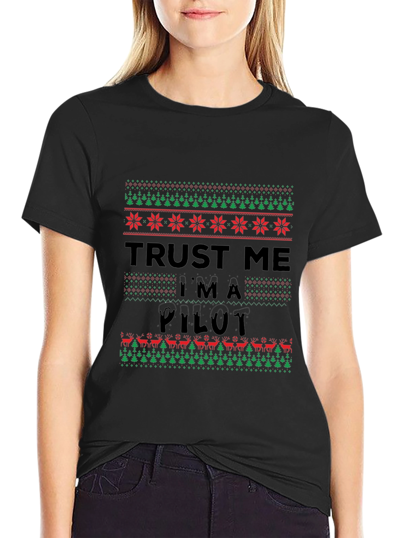 Trust Me Im A Pilot Christmas Sweater Pattern T-Shirt