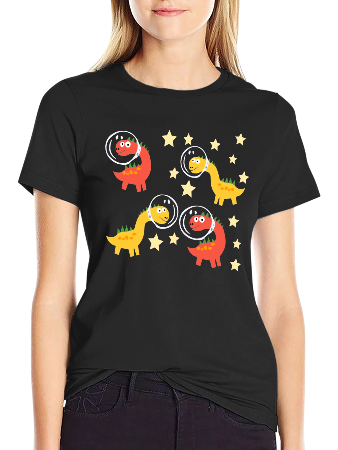 Dino Astronauts Black Graphic Tee
