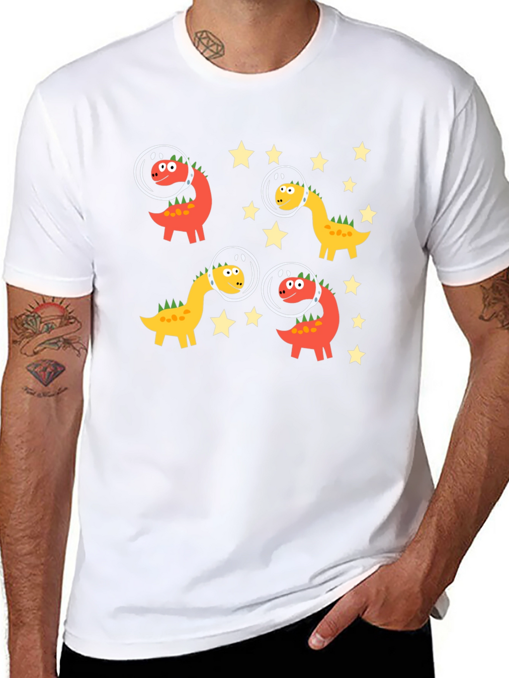 Dino Astronauts Black Graphic Tee